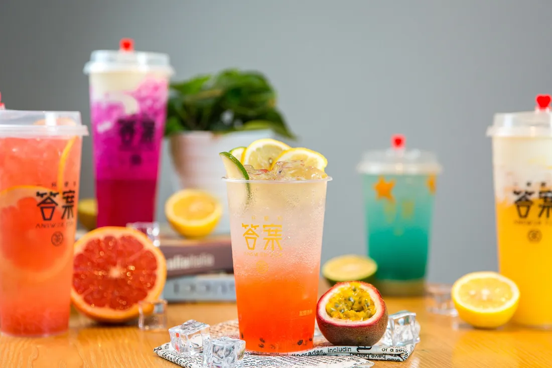A table of Answer Tea fruit teas